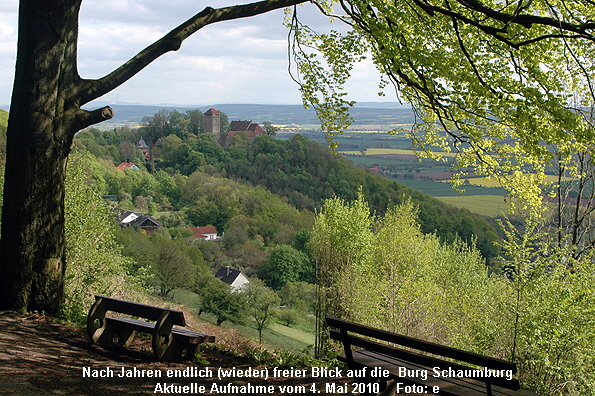 Der Blick auf unsere Burg Schaumburg am 4. Mai 2010
